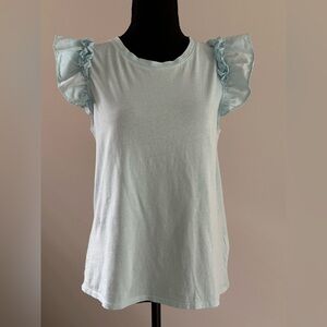 J. Crew | Light Blue Ruffle Sleeve Women's Top | Medium